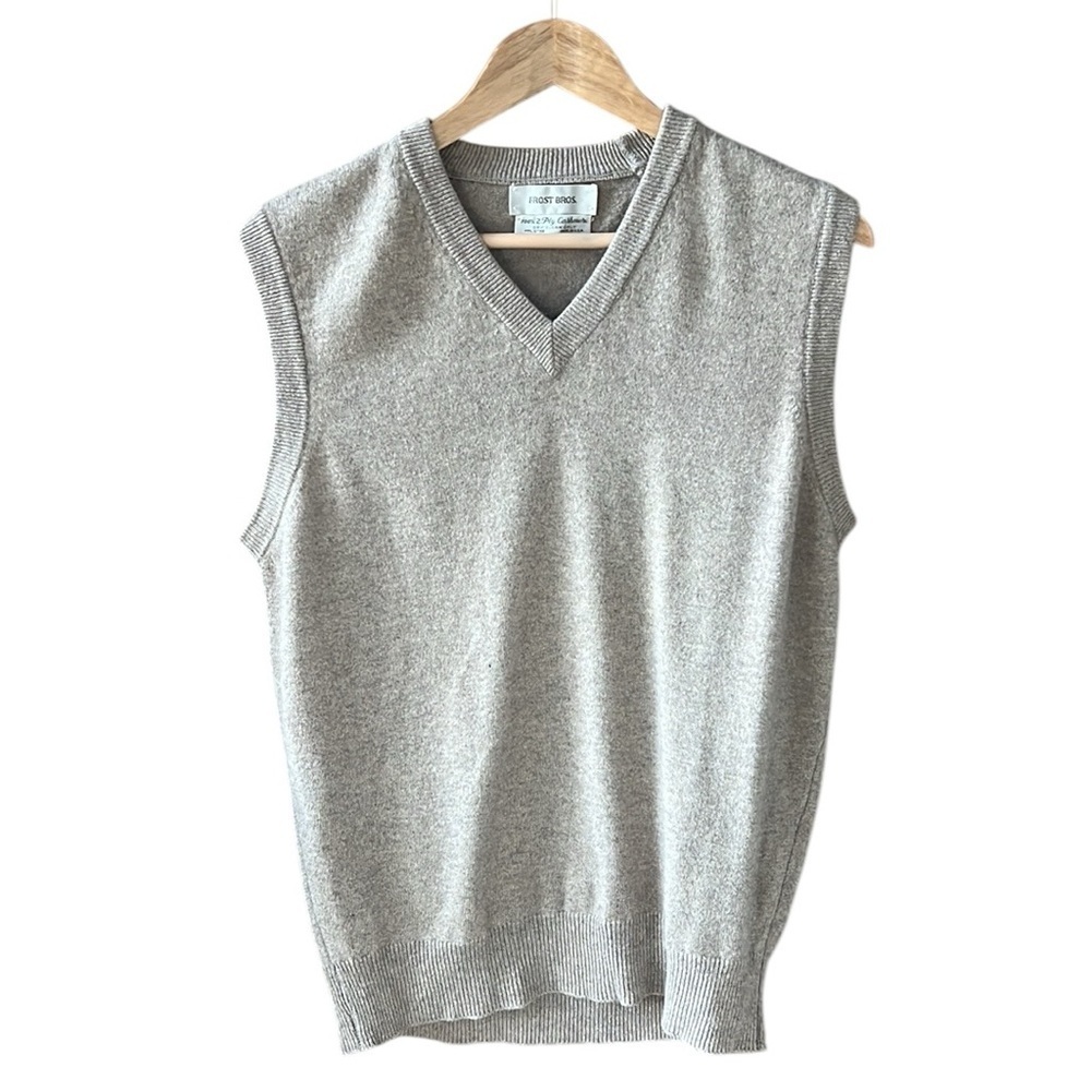 Frost Bros. Vintage Men’s Sz L Essential 100% 2-Ply Cashmere Tan Sweater Vest